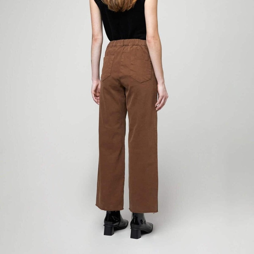 OAK + FORT Cropped Straight-Leg Pants in Brown - Picture 2 of 6